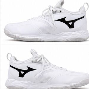 Mizuno White Low-Top Sneakers with Black Logo